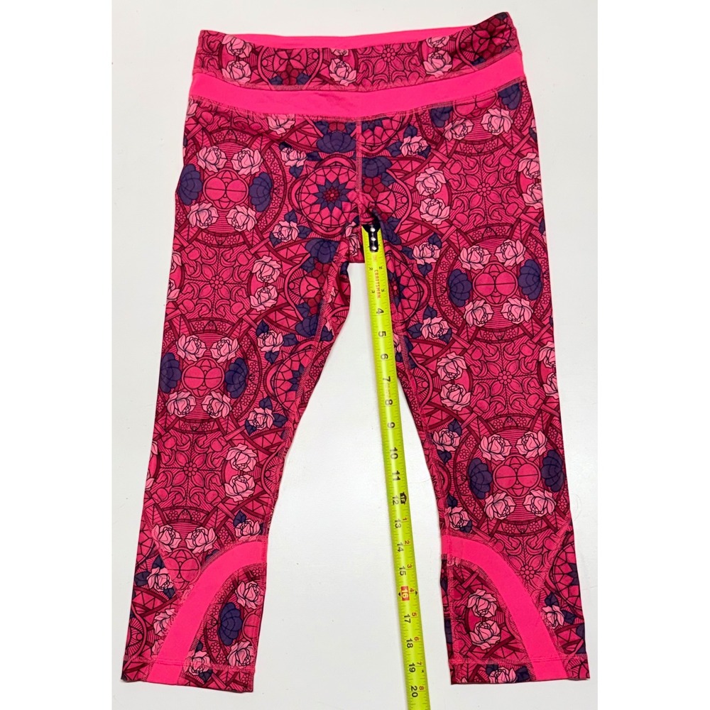 Lululemon Run Inspire Crop II Leggings Pink Floral Kaleidoscope Size 8 Yoga Run